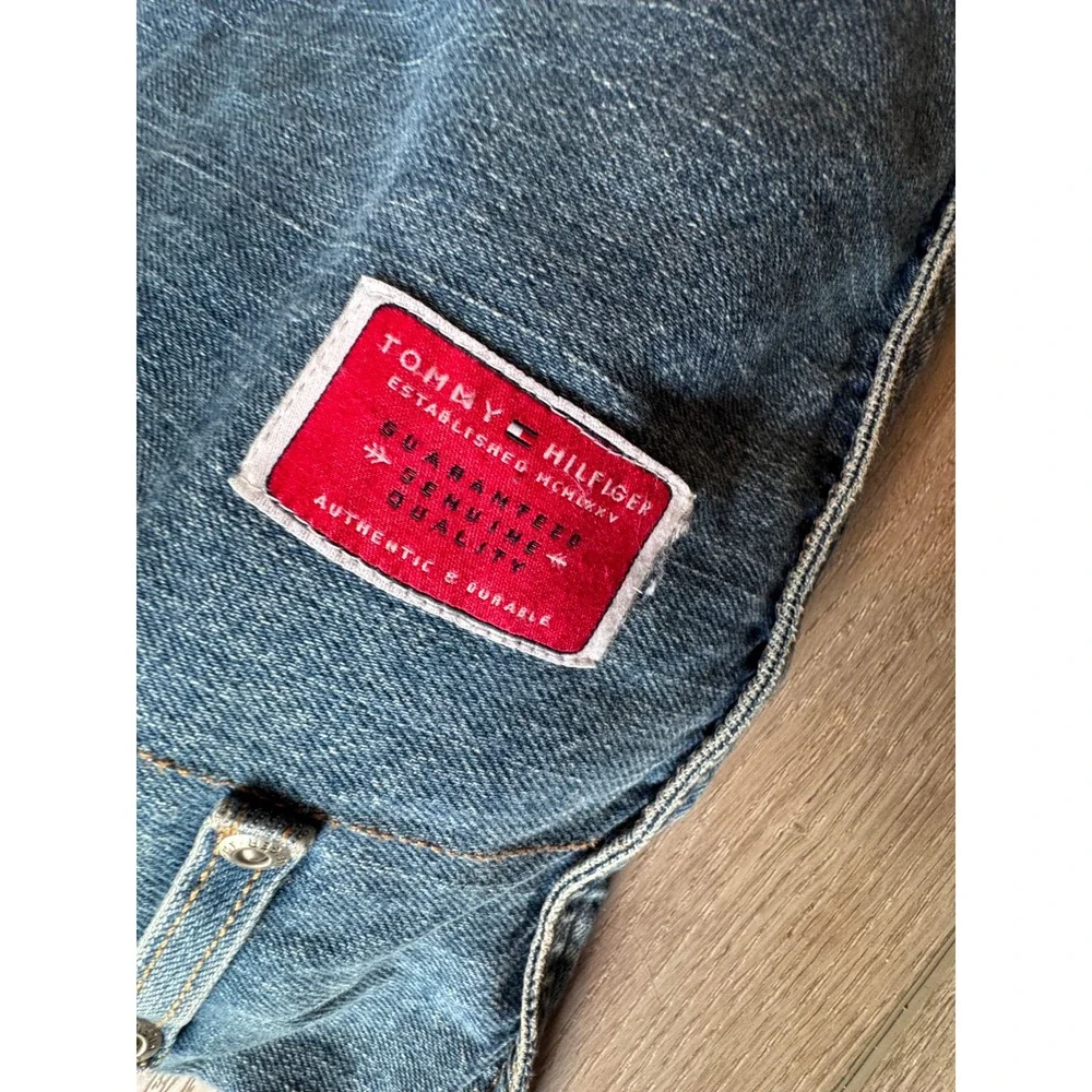 Vtg Tommy Hilfiger Queen Size Denim Bed Comforter Stonewash Blue Jean
